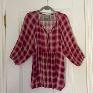 Maeve crimson and cream peplum tunic
